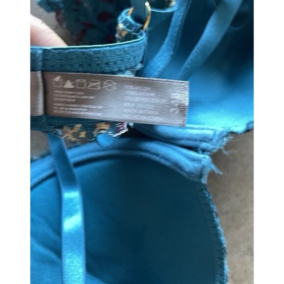 daisy fuentes Date Push-Up Padded Front Close Bra Teal Floral Women’s Sz 34B - Picture 8 of 10